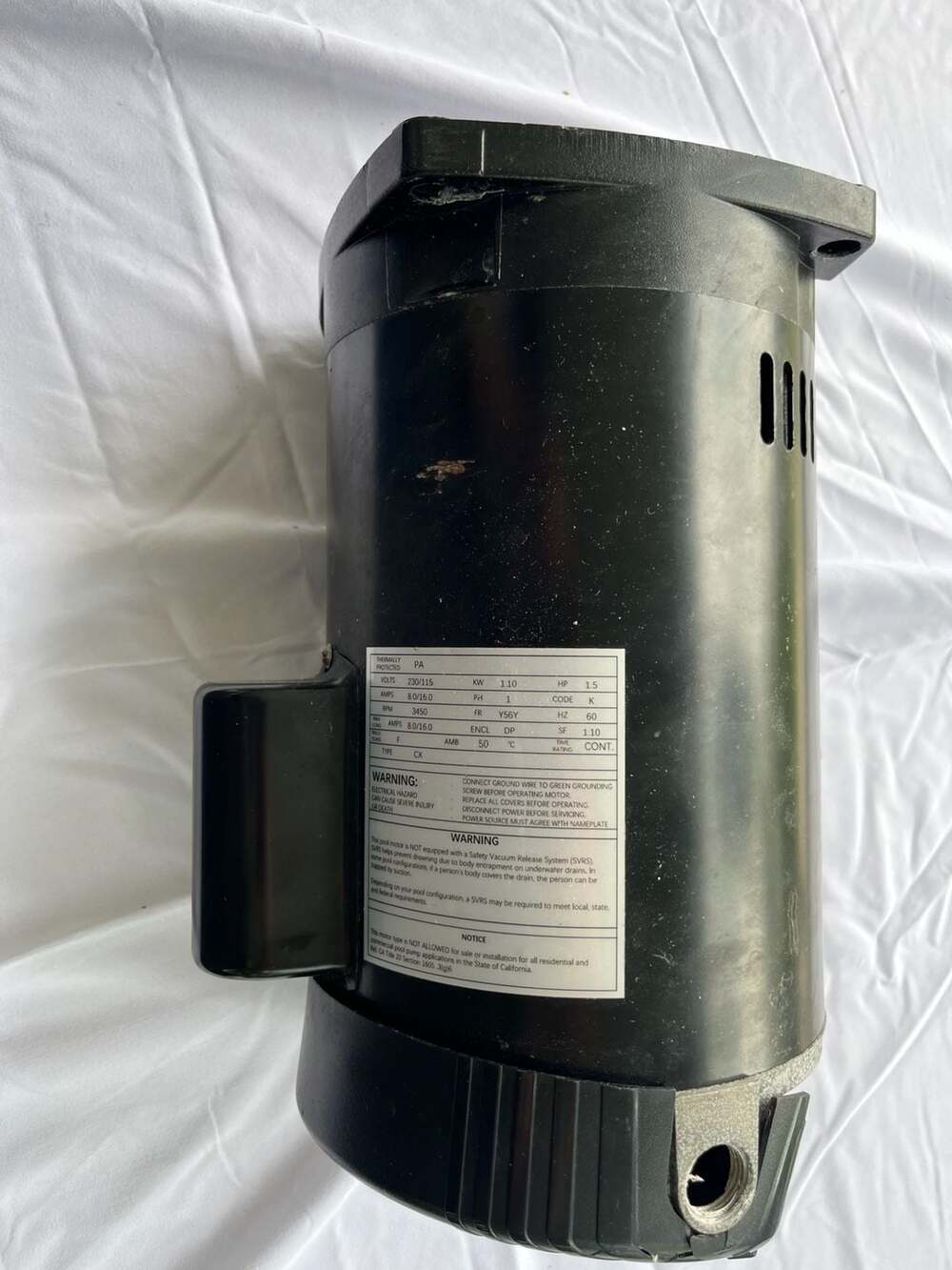 B2854V1 1.5HP Pool Pump Motor 56Y 3450 RPM 115/230V For Parts Repair